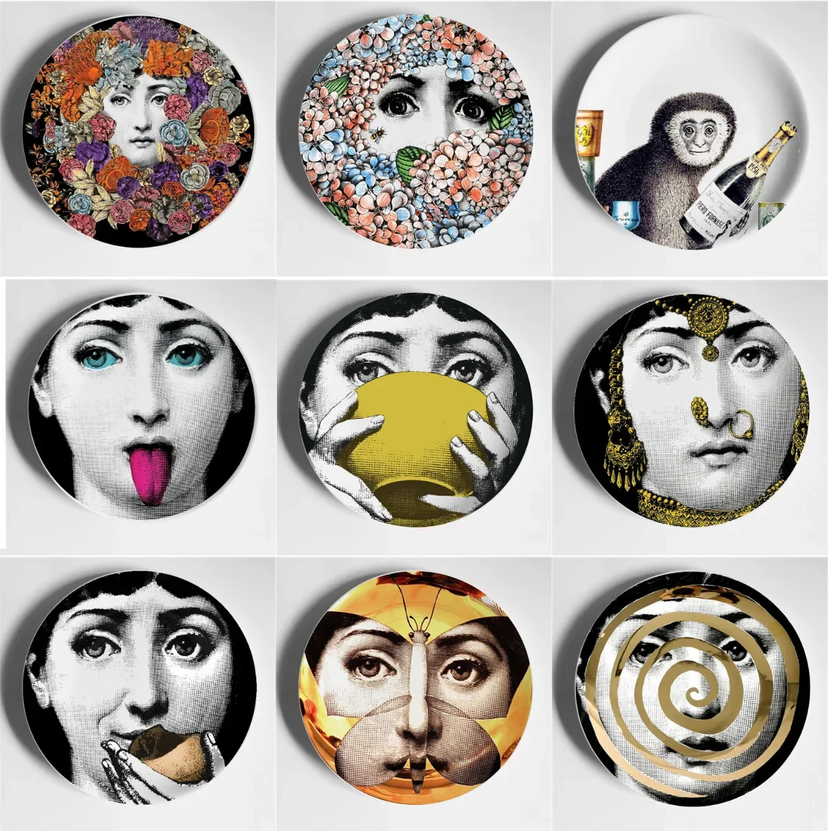 

6" 7 "8" 10" Italy Decorative Wall Hanging Plate Art Decoration Plates Room/home/hotel Decor Cavaliri Lady Face Ceramic Crafts