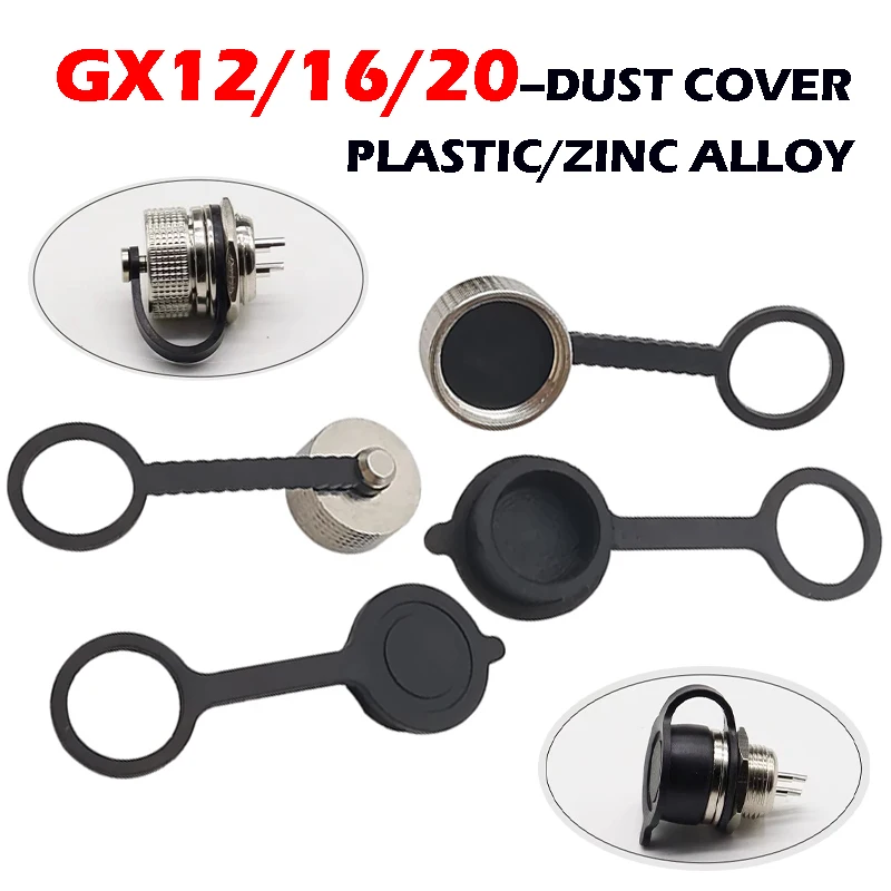 5-Pack GX12 Aviation Connector Dust Caps With Chain - Metal Waterproof Protective Covers For Circular Connectors