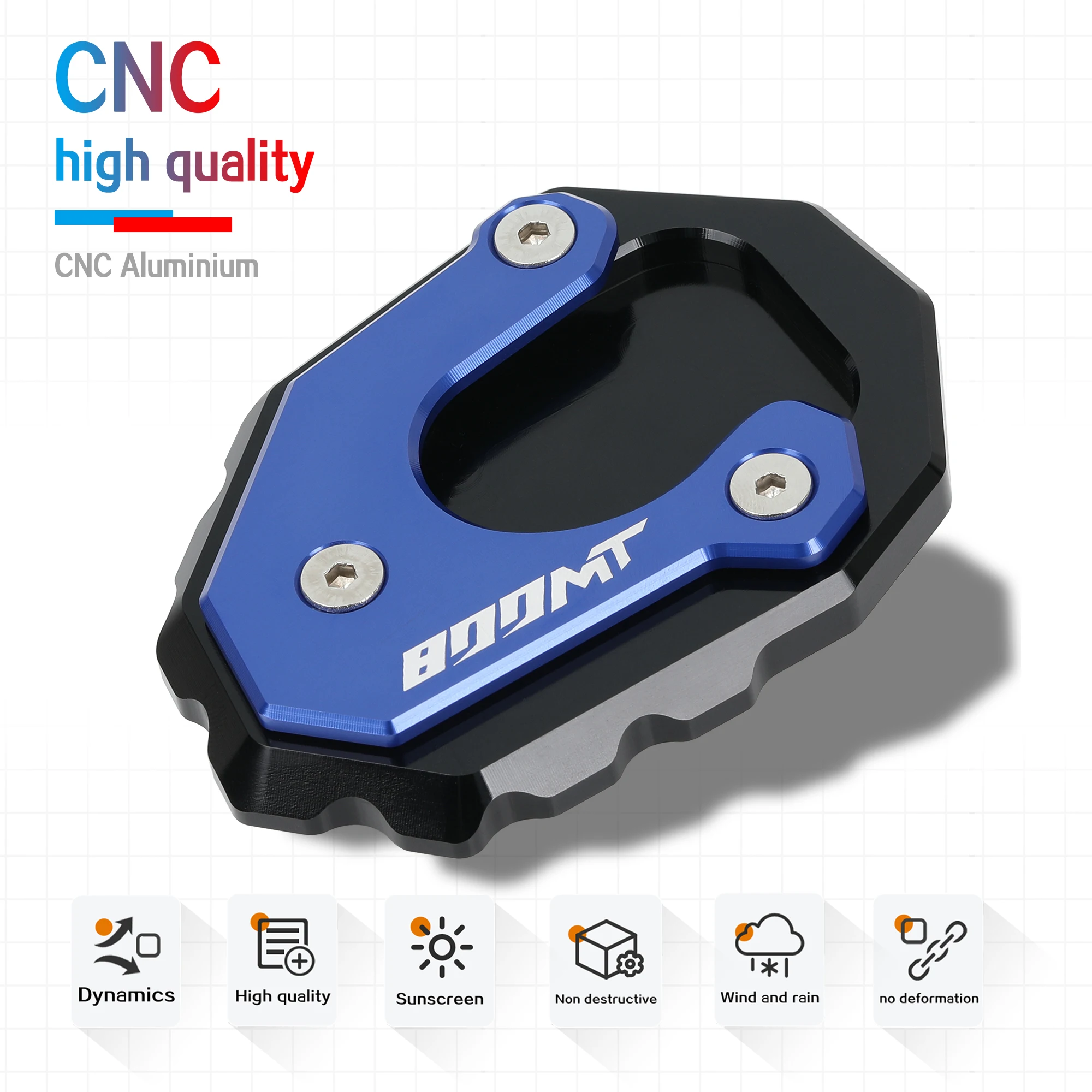 Piastra Di Supporto Per Cavalletto Laterale CFMOTO 650GT - Estensione In Alluminio CNC - Antiaffondamento - Nero