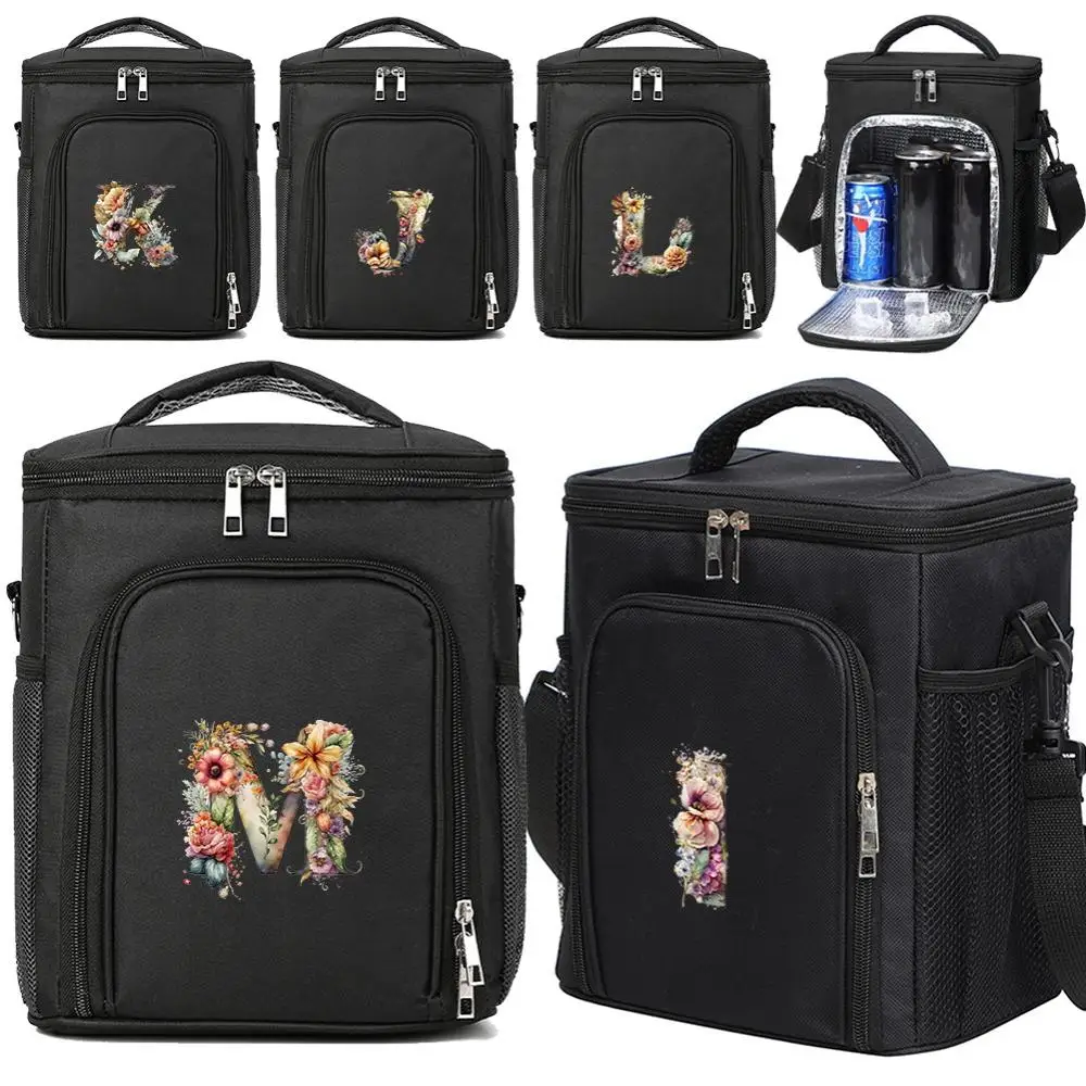 

Lunch Bag Women Lunch Box Picnic Food Organizer Floral Letter Pattern Outdoor Picnic Cooler/Thermal Bag Waterproof Portable