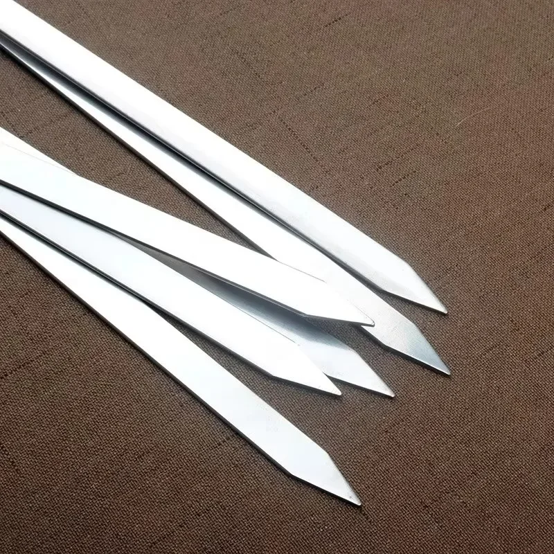 BBQ Fork BBQ Skewers Long Handle Kebab Barbecue Grill Sticks Reusable Stainless Steel Outdoor Camping Grill Needle 6-24PCS 55cm