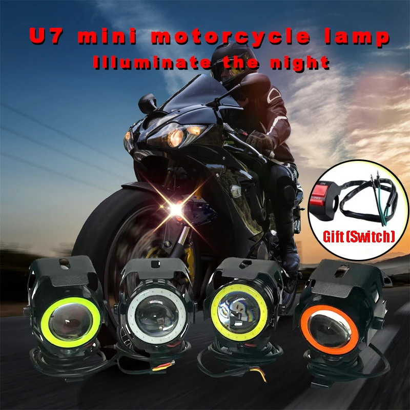 U7 LED Faro Per Moto Angel Eyes Faretto Faro Fendinebbia - Foto 2