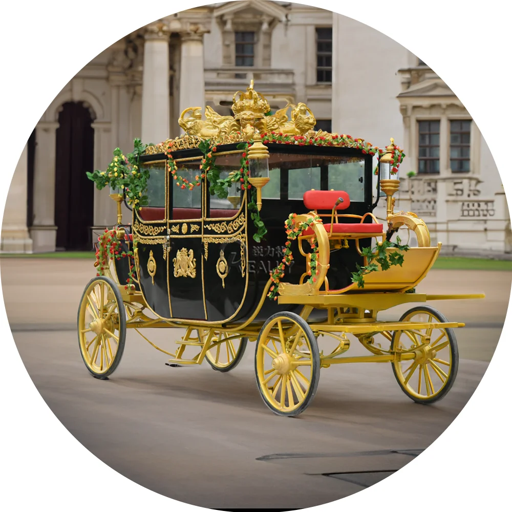 Deluxe Golden Sculpture Horse Drawn Wagon Royal Horse Carriage For Hotel Show 2023 sightseeing tourist horse drawn european horse carts wagon carriage pumpkin wedding electric horse carriage