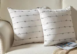 Farmhouse Boho Cotton Linen Throw Pillow Cover - 45x45cm (Grey)