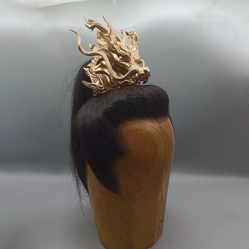 Resin Xianxia Crown For Men TV Movie Dragon Crown Ancient Emperor Hair Decoration Warrior Cosplay Accessory
