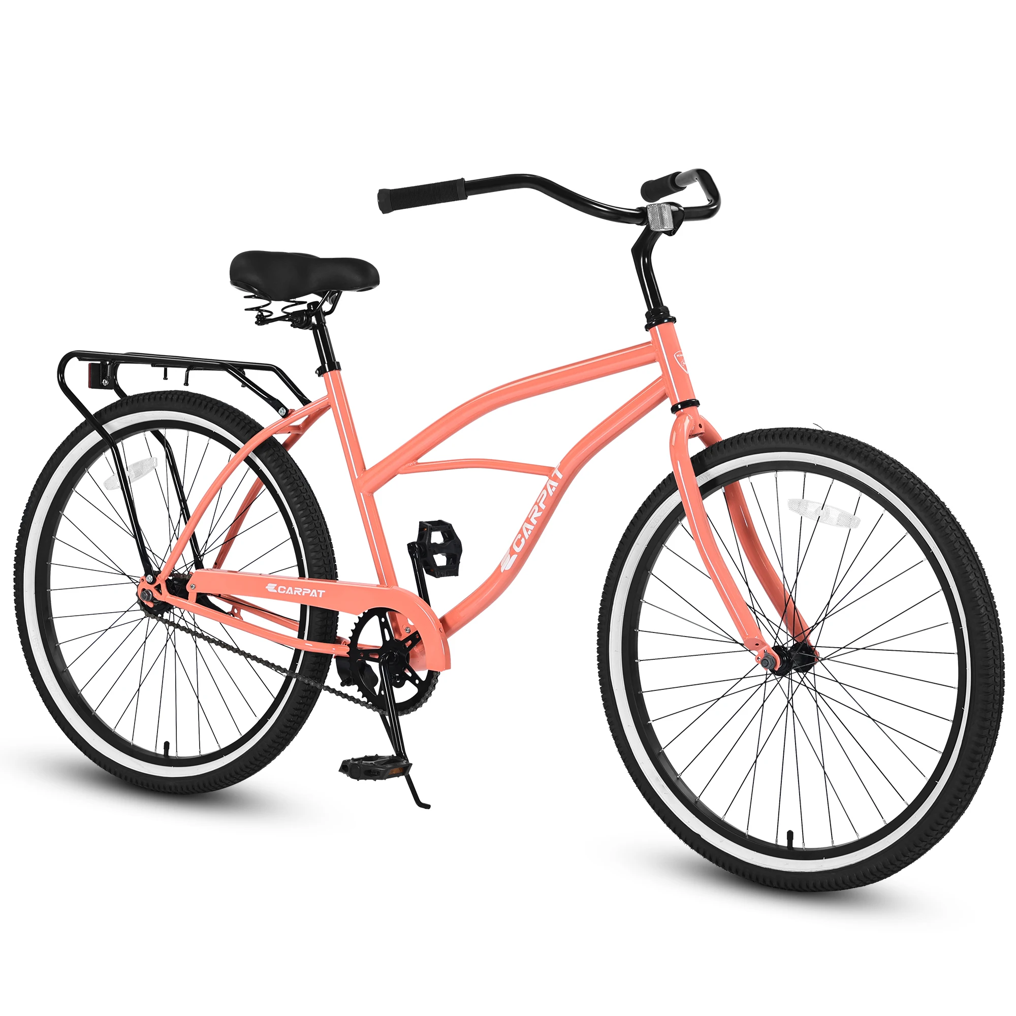 

S26204 26 Inch Beach Cruiser Bike for Men and Women, Steel Frame, Single Speed Drivetrain, Upright Comfortable Rides, Multiple C