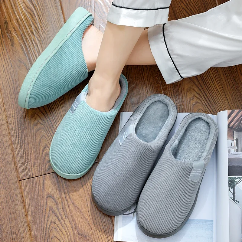 Thick Sole Home Indoor Outside Men And Women Couples Winter Household Warm Fluffy Slippers High Heels Plush Cotton Shoes Ladies 2
