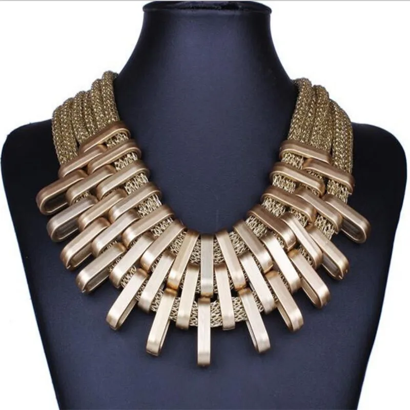 

African Women Necklace Dubai Europe American Mesh Necklace Gothic Fashion Necklace Trend Metal Texture Geometric