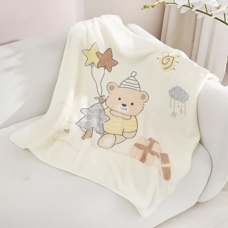 1Pc Baby Blanket, Cute Printed Pattern Baby Blanket, Superfine Fiber Soft and Absorbent, Suitable for Newborn Gifts - 4