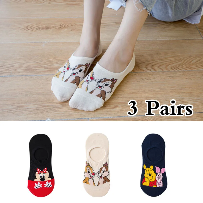 winter socks for women 7 Pairs Disney Women Socks Cartoon Mickey Minnie Winnie Daisy Stitch Summer slipper Socks Non-slip silicone invisible Ankle Sock warm socks for women Women's Socks