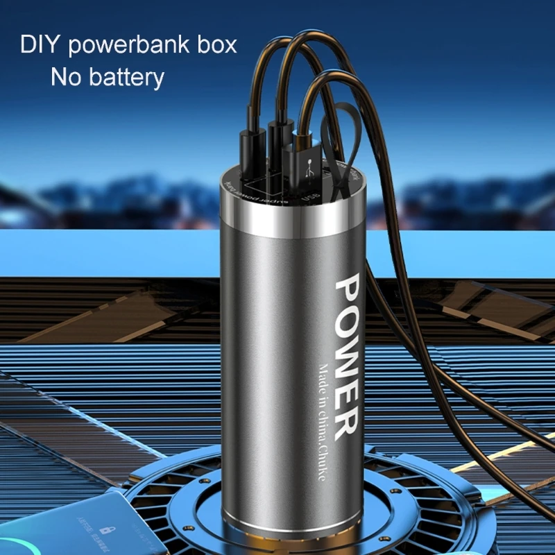 Portable DIY 46800 Power Pack Case Aluminum double Type C USB Outputs Quick Charges for Hiking & Activity without Battery