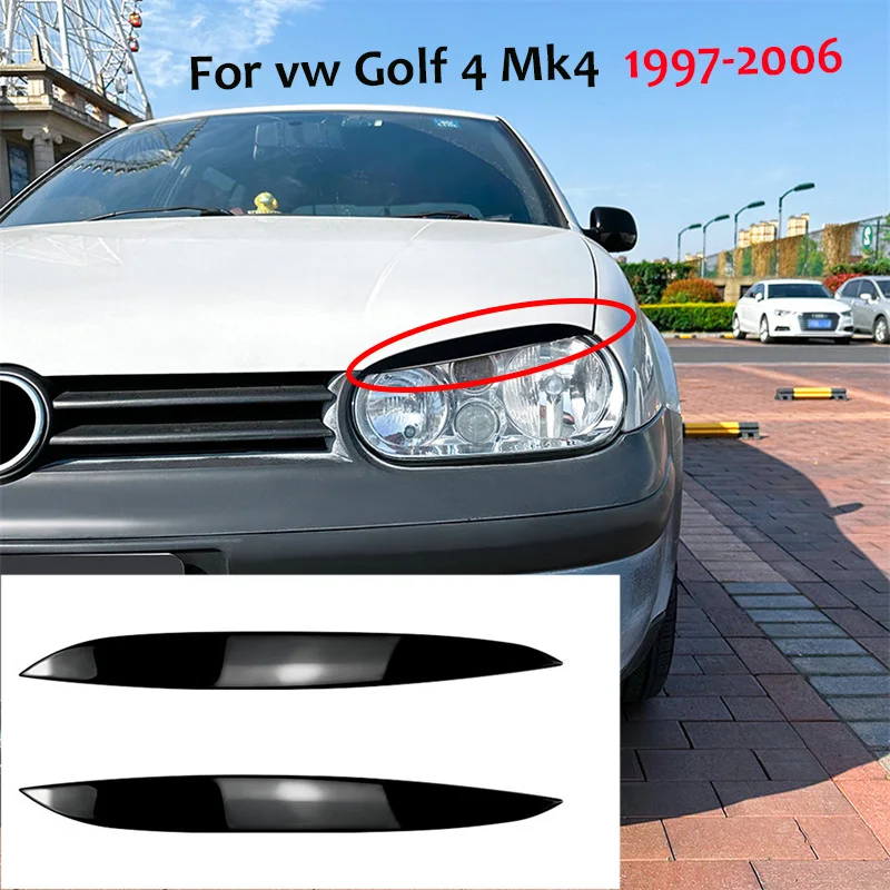 

Глянцевые черные для VW Golf 4 Mk4 1997-2006 ABS Передние лампы Налобные фары для бровей Веки украшение Защитная крышка отделка наклейки для автомобиля
