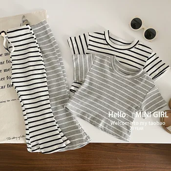 Girls' Striped Summer Outfit Set 1