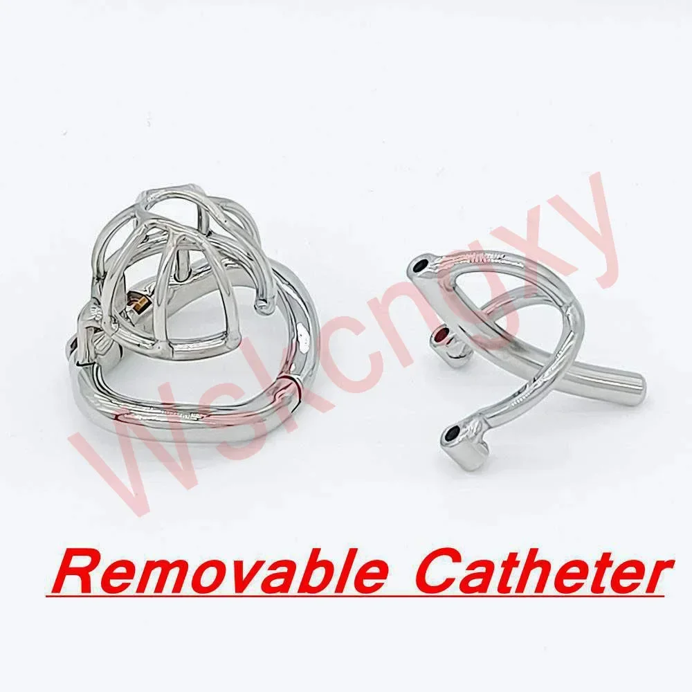 Stainless Steel Male Chastity Devices Penis Lock Cock Cage Removable Urethral Catheter Adult Sex Toys for Men Bondage Belt penis chastity cage chastity lock sex toy