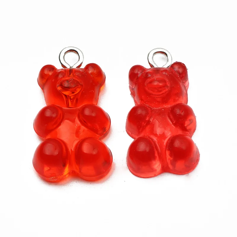 10pcs Gummy Bear Beads Vertical Hole Transparent Spacer Beads for Jewelry Making DIY Earrings Charms Necklaces Bracelet Pendants
