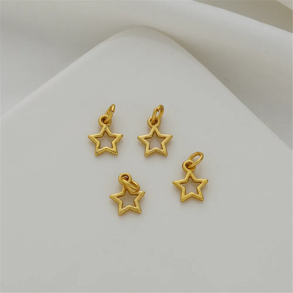 

18k dumb gold hollow five-pointed star 10m pendant bracelet necklace diy handmade earrings accessories
