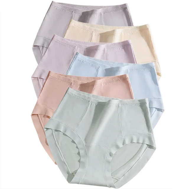 Lot de 6 culottes taille haute en modal pour femmes, entrejambe 100 % coton, confortables et sans coutures 1