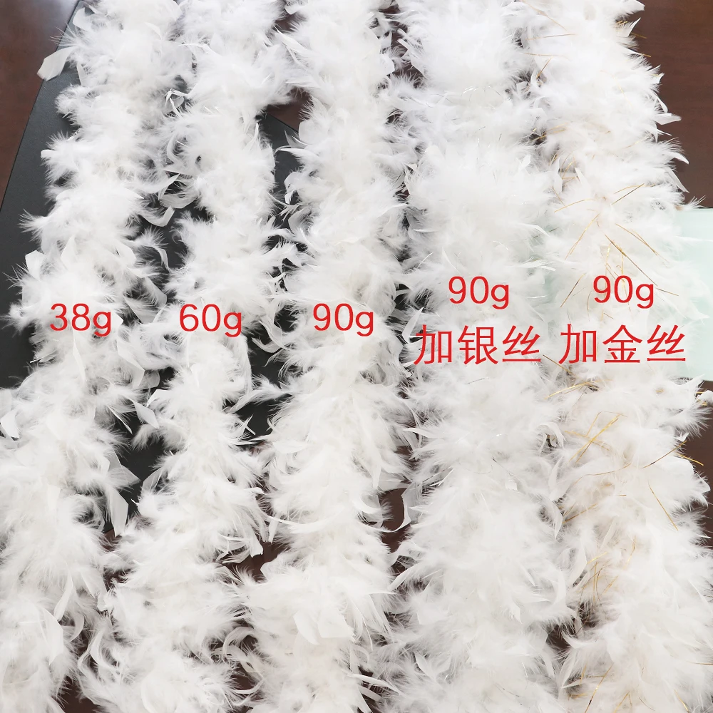 White Chandelle Boa Trim Turkey Feather Boa Fluffy Boa 100 grams