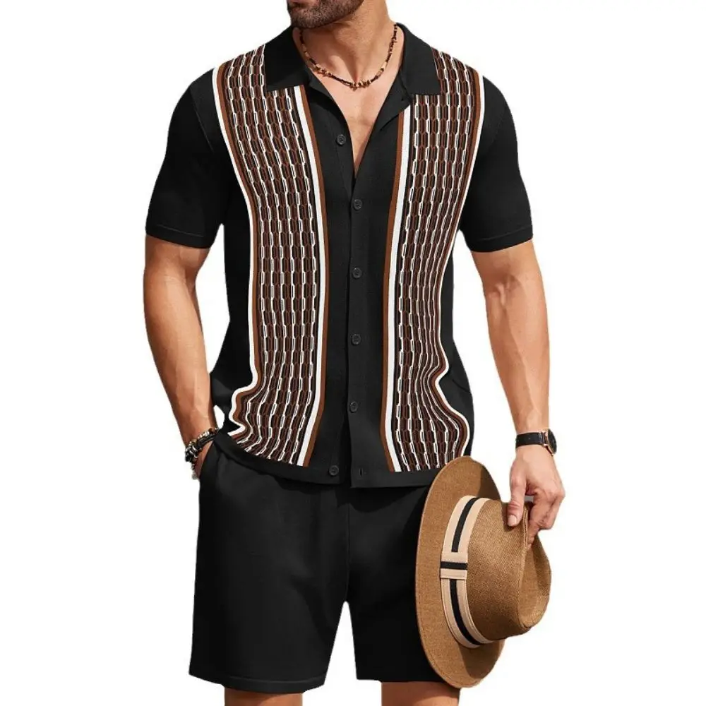 Polos Para Hombre Shorts Conjunto crochet Swearter Pant Sets Men's Summer Outfit Casual t shirt and Shorts for men sports suits