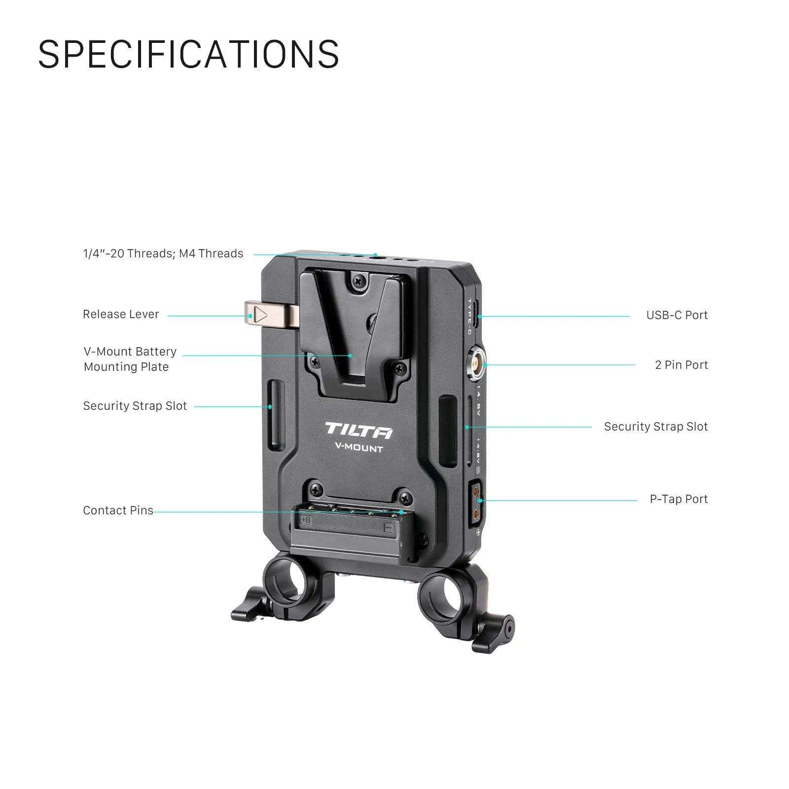 TILTA Mini PD V Mount Battery Plate Black TA-BTP4-V-B Camera DSLR Extension V Mount Plate Universal Accessories