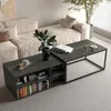 Set of 2 nested coffee tables, modern central coffee table, drawer and storage rack, living room bedroom side table 1