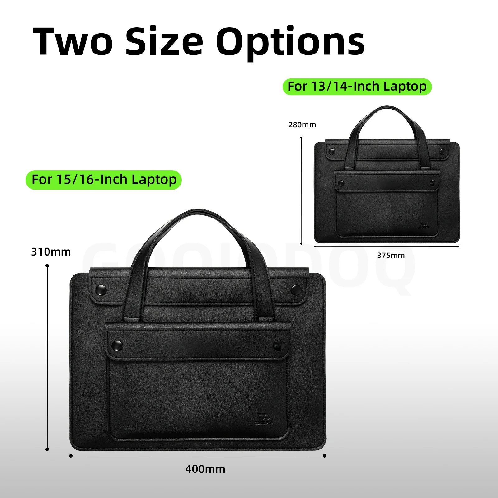 GOOJODOQ PU Leather Laptop Bag 13-16 Inch Water-Resistant
