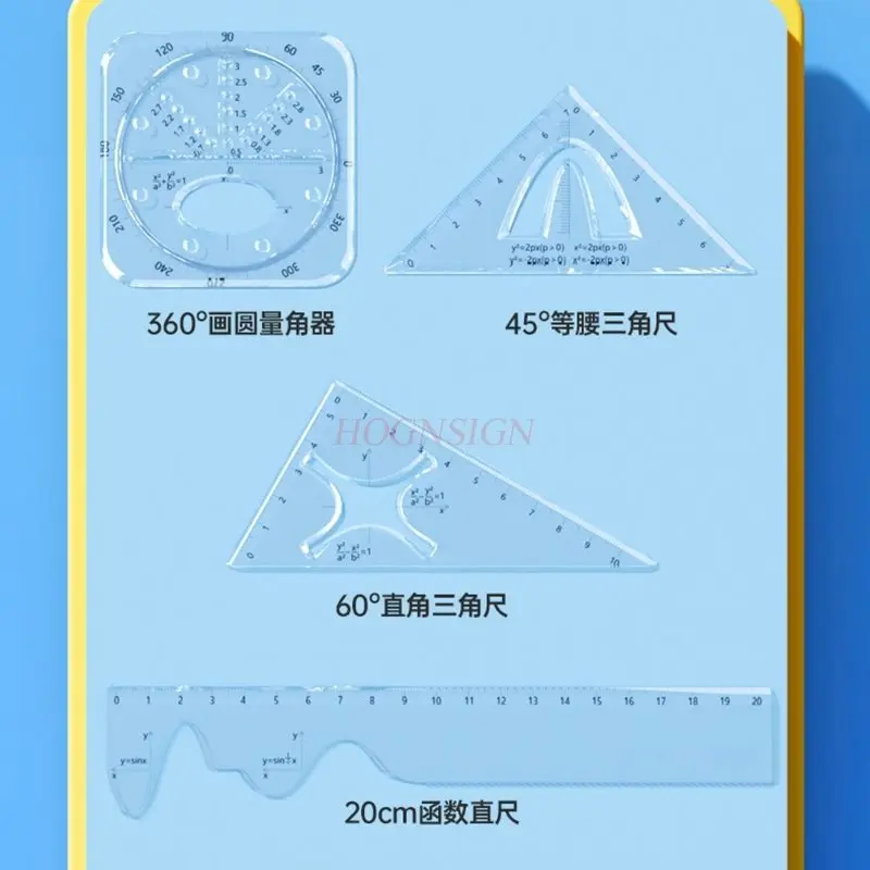 4개/세트 기능성 자, 다기능 기하학적 도면 자, 자, 삼각자, 각도기 자 세트