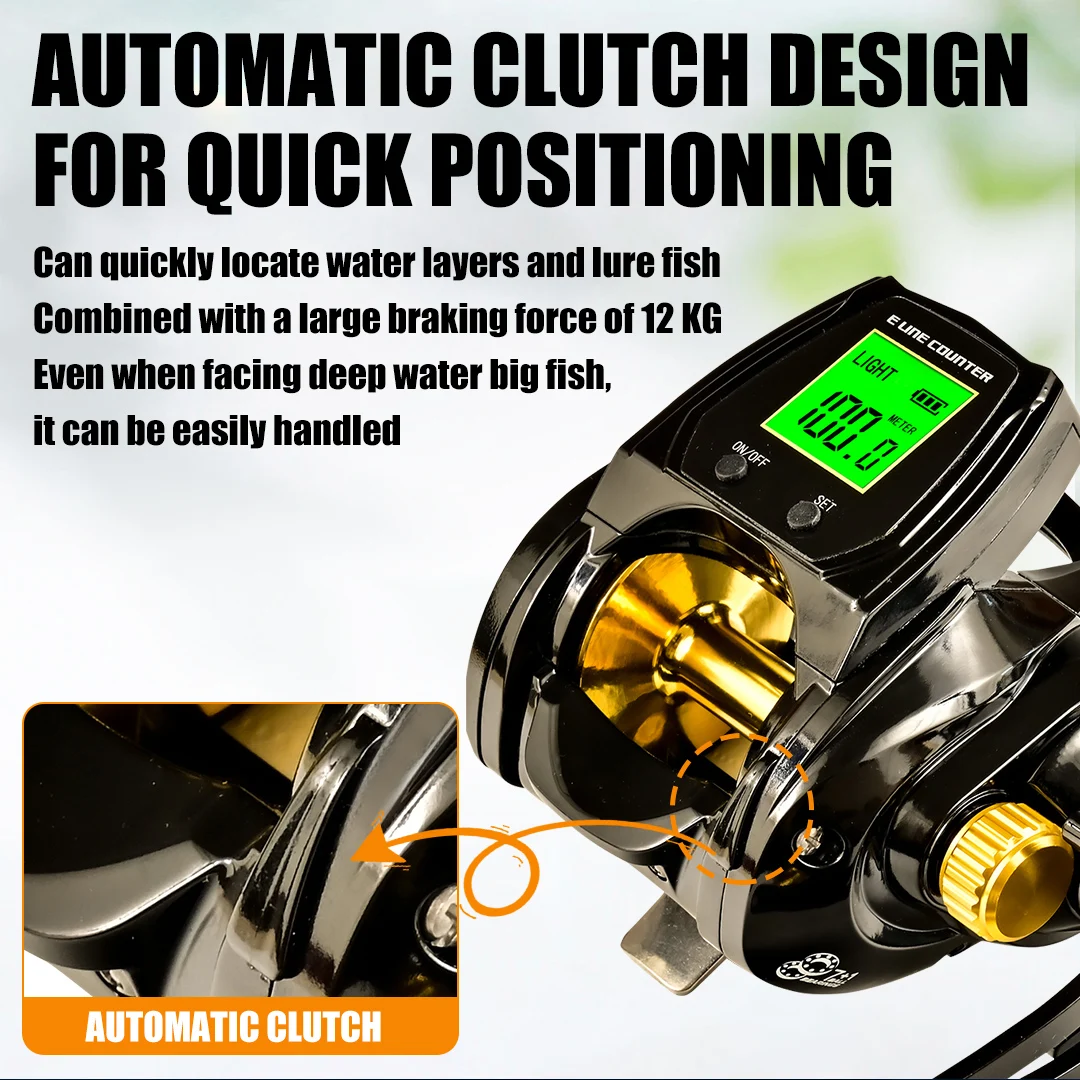 Aluminum Alloy Surf Fishing Reel with Electronic 6.3:1 High Speed Ratio Powerful 12kg Drag Digital Display fishing reel fishing tackle accessory