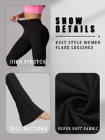 Plus Size Women's Super Soft High Waisted Flare Pants, Leggings Tummy Control Soft Bootleg Bell Bottoms Running - Image 3