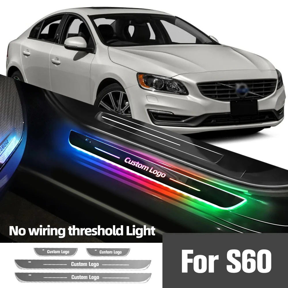 

For Volvo S60 2000-2018 2011 2013 2014 2017 Car Door Sill Light Customized Logo LED Welcome Threshold Pedal Lamp Accessories