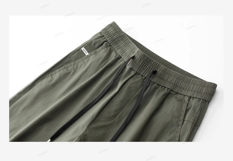 High Quality 98%Cotton Men's Casual Pants Man Thin Drawstring Elastic Waist Korean Khaki Sweatpants Jogging Harem Trousers Male