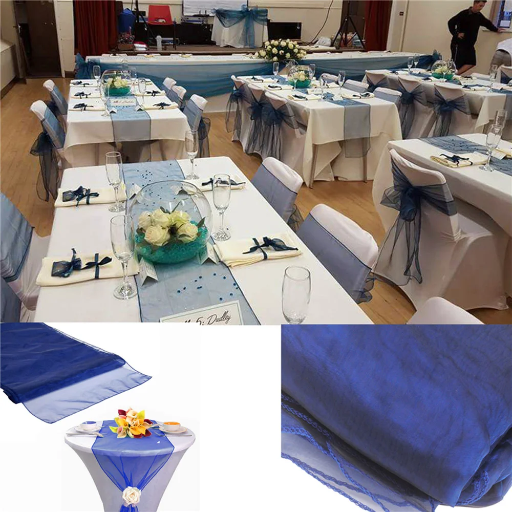 Description Picture 5 of itemWedding Party Table Runner Banquet Organza Decoration Table Runner Soft Sheer Fabric Hotel Press Conference Tablecloth Decor