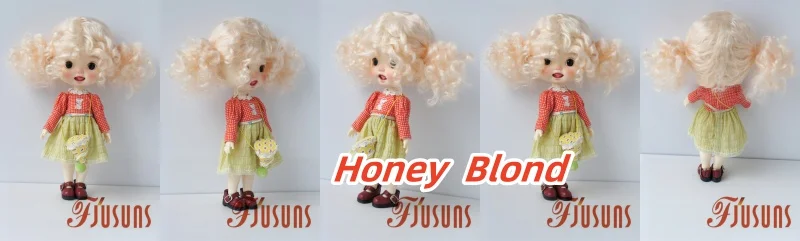 Fjusuns  JD816 Full Sizes  Soft Messy Baby Curly Twins Pony Mohair BJD Doll Wigs