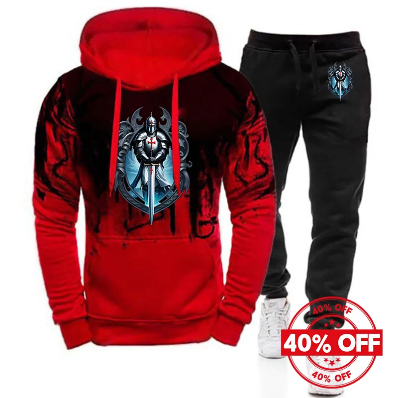Mens Knights Templar Hoodies and Leisure Pants Suits
