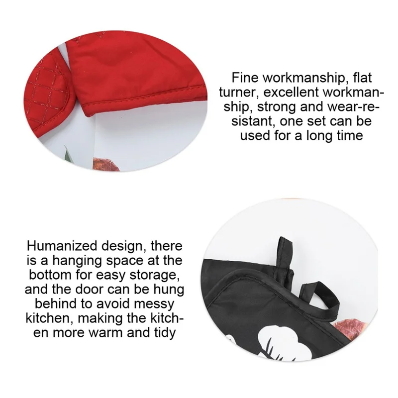Festive Insulated Kitchen Gloves Set - Heat-Resistant Oven Mitts