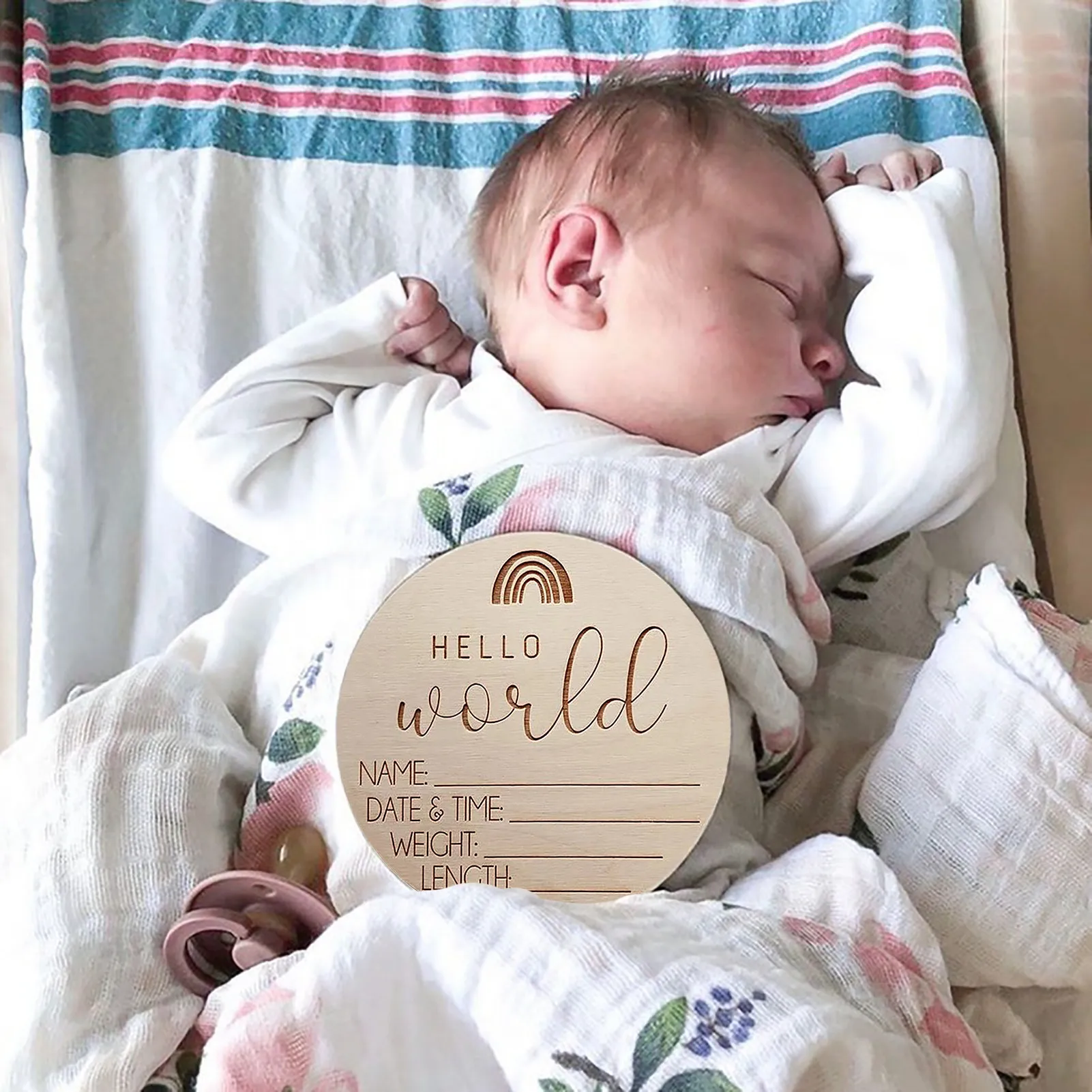 Wooden Milestone Cards 5pcs Newborn Monthly Growth Recording Cards Newborn Photography Props Baby Birth Commemorative Cards Photography Props