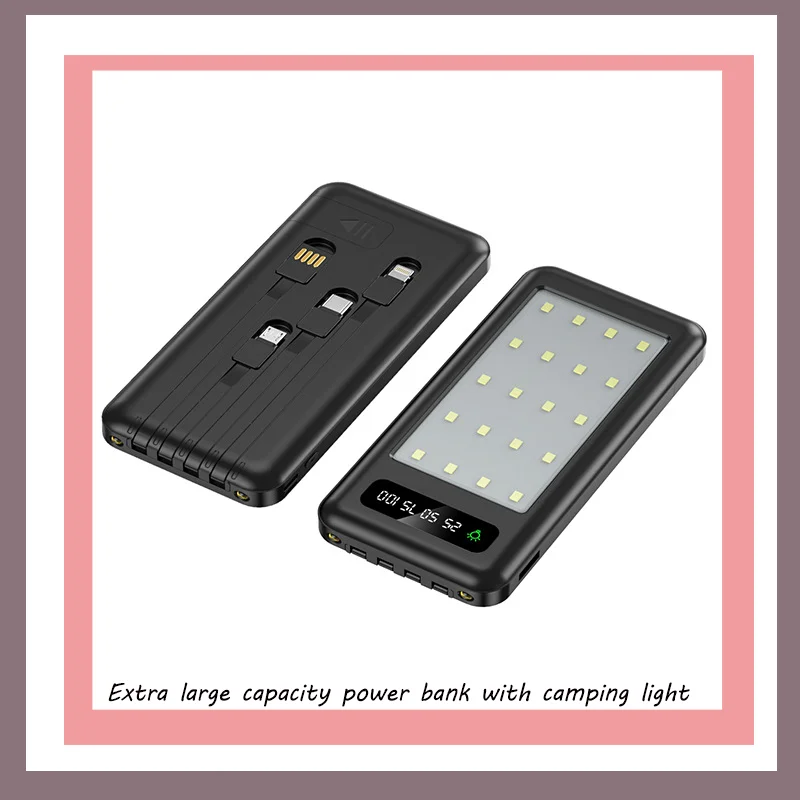 Mobile Power 10W 80000Mah Outdoor Solar Power Bank Super Large Capacity Supply Type-C + Cavi Di Ricarica Staccabili Divisi