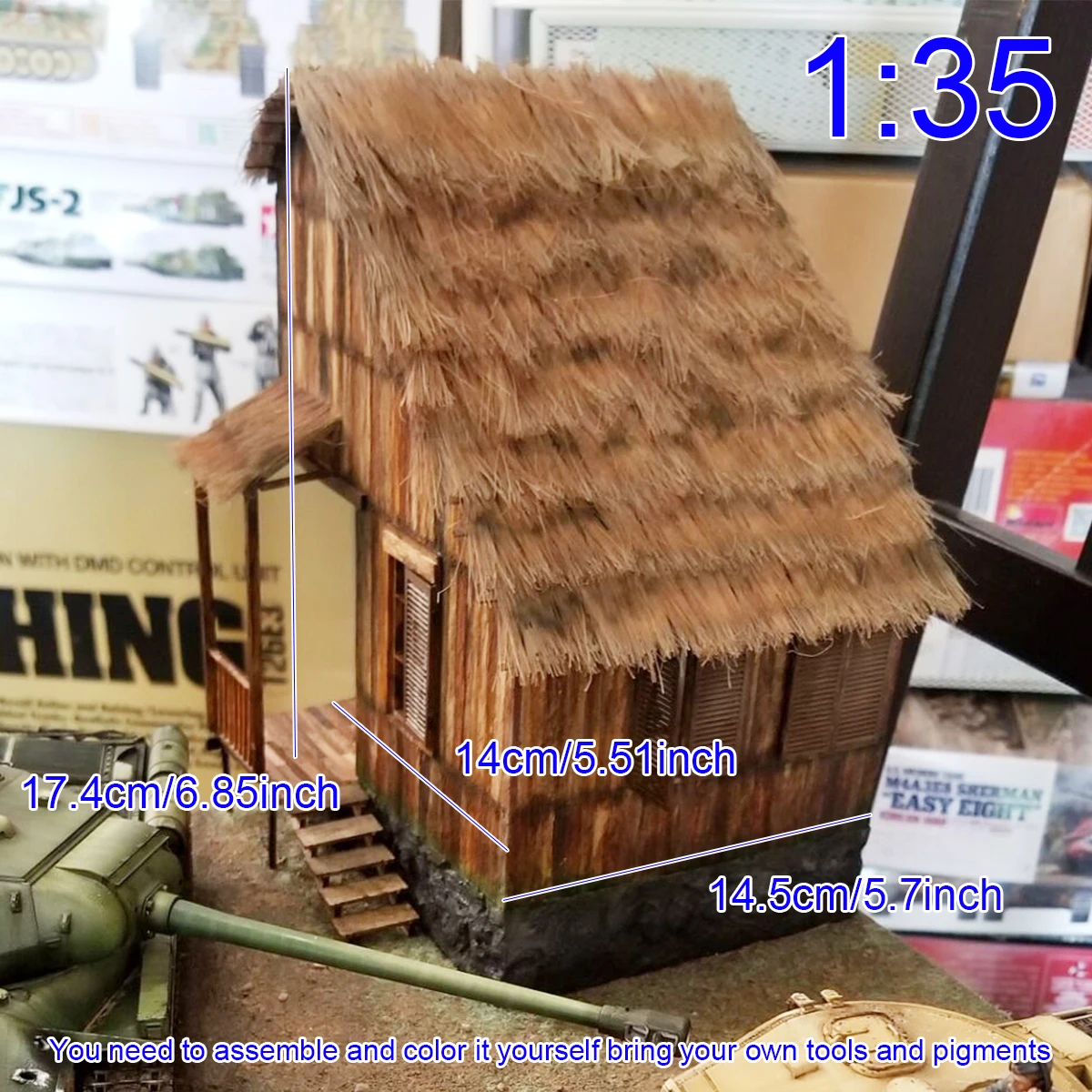 조립식 건축 모형 모래 테이블 건축용 통나무집 목조 주택 시골집 방갈로 디오라마 스케일 모형 키트 1/35