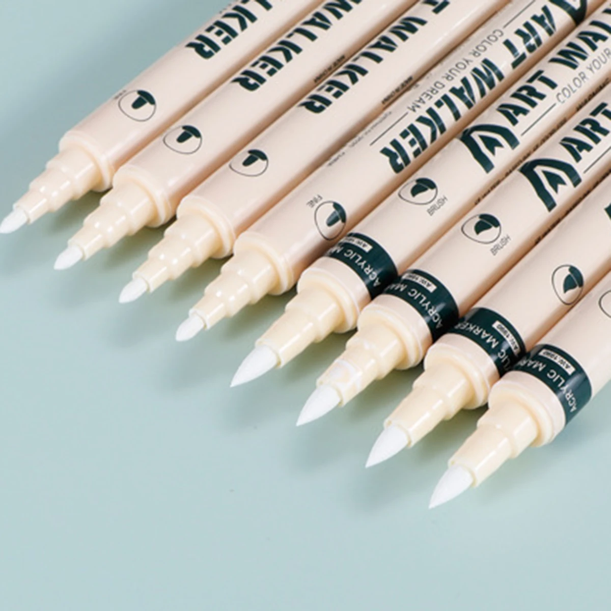 12Pcs Art Dual Tip Acrylic White Paint Marker Pens, Medium Tip, Suitable For Rock Painting, Stone, Glass, DIY Process Paint Set 6