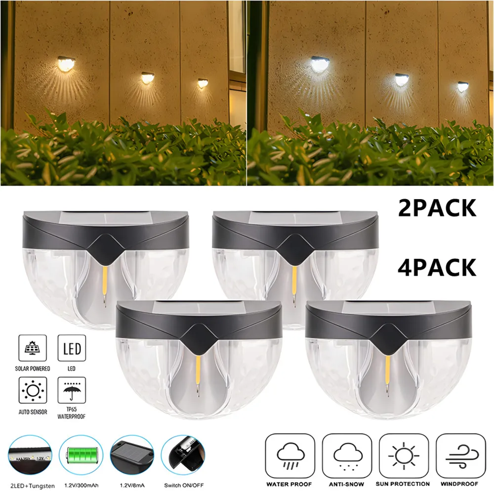 

Solar Tungsten Wall Lights Outdoor LED Garden Step Lighting Waterproof for Stairs Patio Pathway Yard Fence Wall Lamp Fence Light