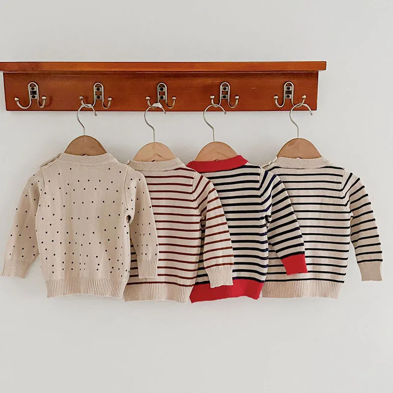 Autumn Winter Kids Sweater Toddler Baby Girl Boys Knitting Pullover Tops Long Sleeved Stripes Newborn Baby Boys Girls Sweater