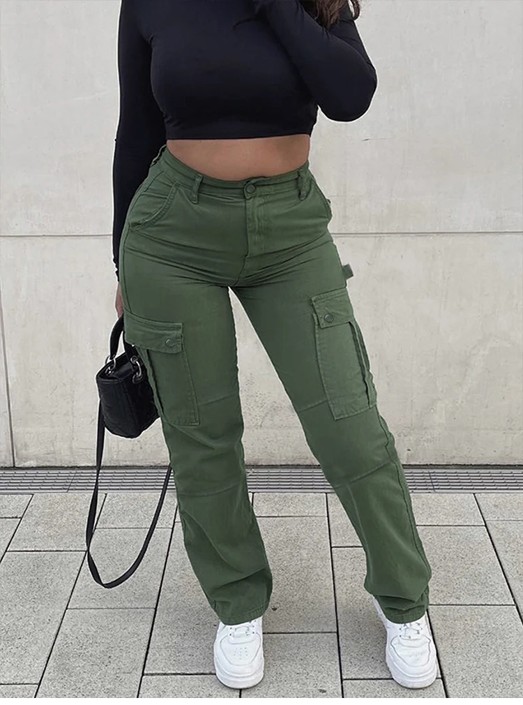 Description Picture 3 of itemWomen's Cargo Pants Clothes Casual Baggy Straight Tooling Trousers Y2k Clothing High Waist Loose Long Pants Harajuku Streetwear