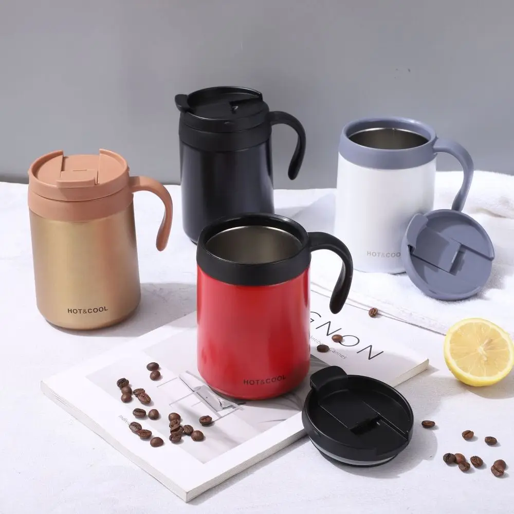 Double-Walled Insulated Coffee Mug Stainless Steel 500ML Thermal Coffee Mug with Handle Portable Vacuum Thermal Cup Portable Use