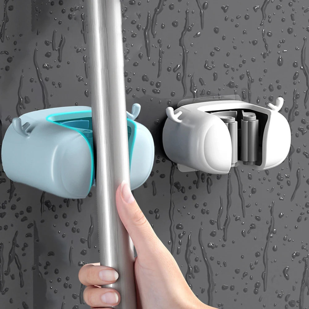 

Self Adhesive Mop Clip Multi-Purpose Waterproof Strong Hooks Wall Mounted Organizer Holder Home Storage Racks Household Tools