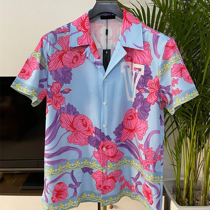 Camisa Funky Carnaval Camisa Hawaiana Funky Para Hombre - Estampado Arcoíris, Manga Corta - Para Playa, Carnaval, Fiesta Camisa Funky Carnaval Fiesta