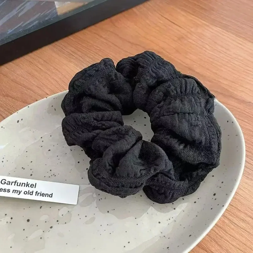 black Korean Woman Large Cream Puff Elastics Hair Band Solid Color Scrunchies Hair Ties Ladies Ponytail Hold Hair Accessories