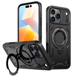 Wireless Charging Stand Ring Hard Case for iPhone - Premium Protection and Style (Black)