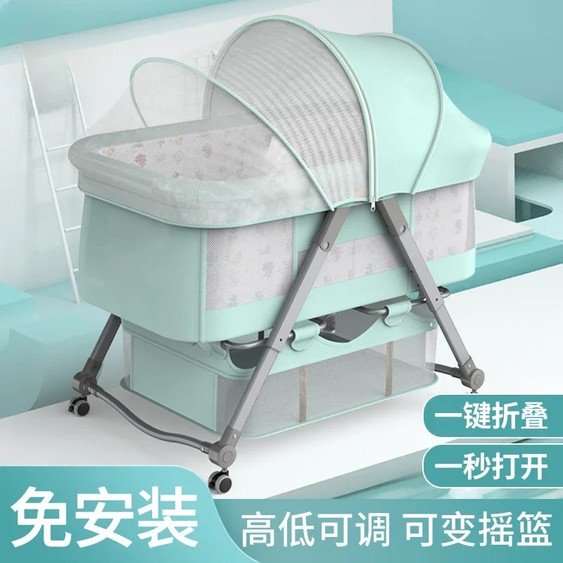 

Movable Crib Foldable Height Adjustment Splicing Big Bed Baby Cradle Bed Bb Bed Anti-spill Milk Portable
