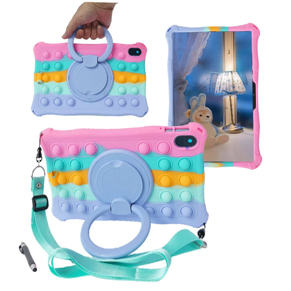 Children's 12 Silicone Tablet Case with 360° Rotating Kickstand and Strap