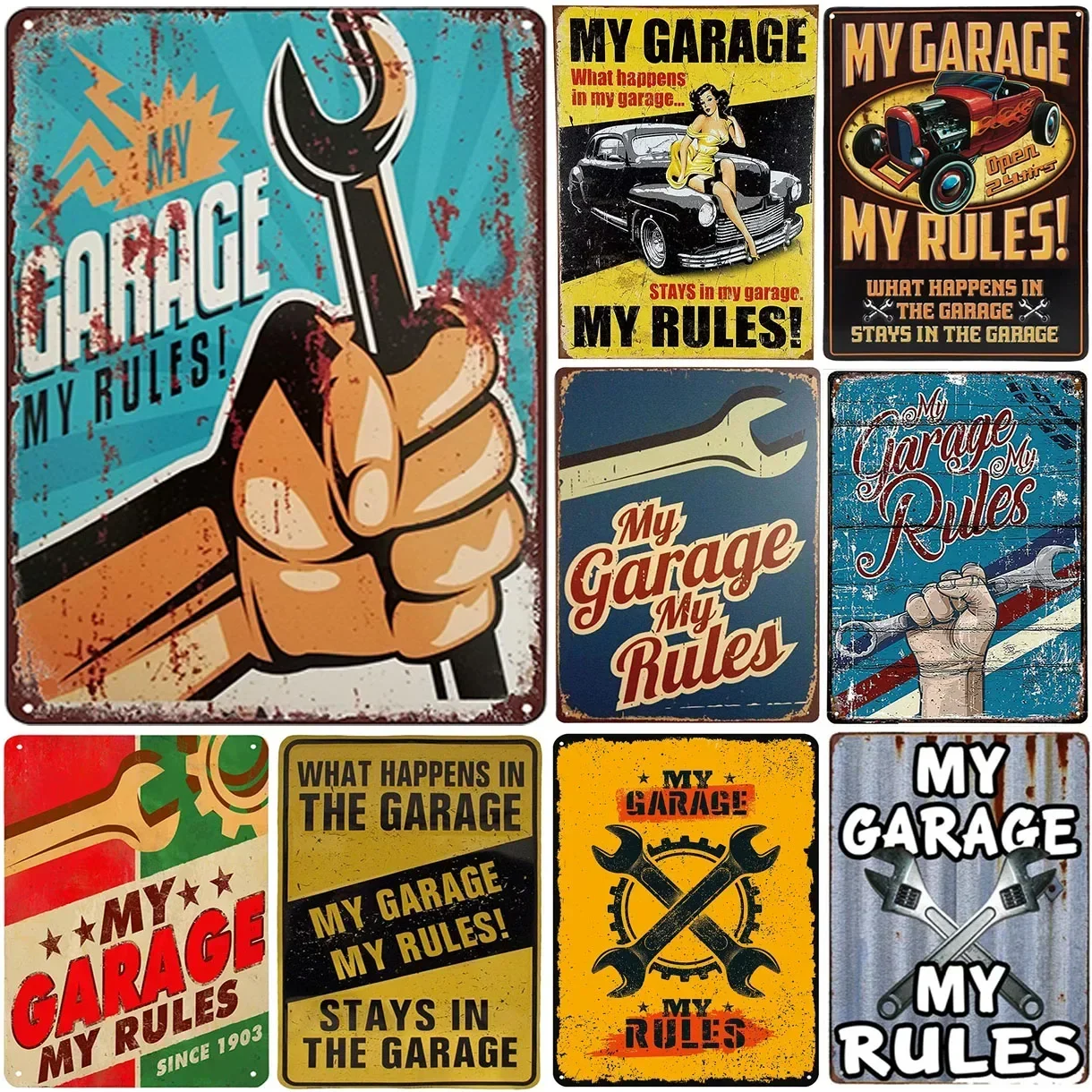 Panneau Métal Vintage Route 66 - Décoration Murale Garage/voiture (12x8 Pouces)